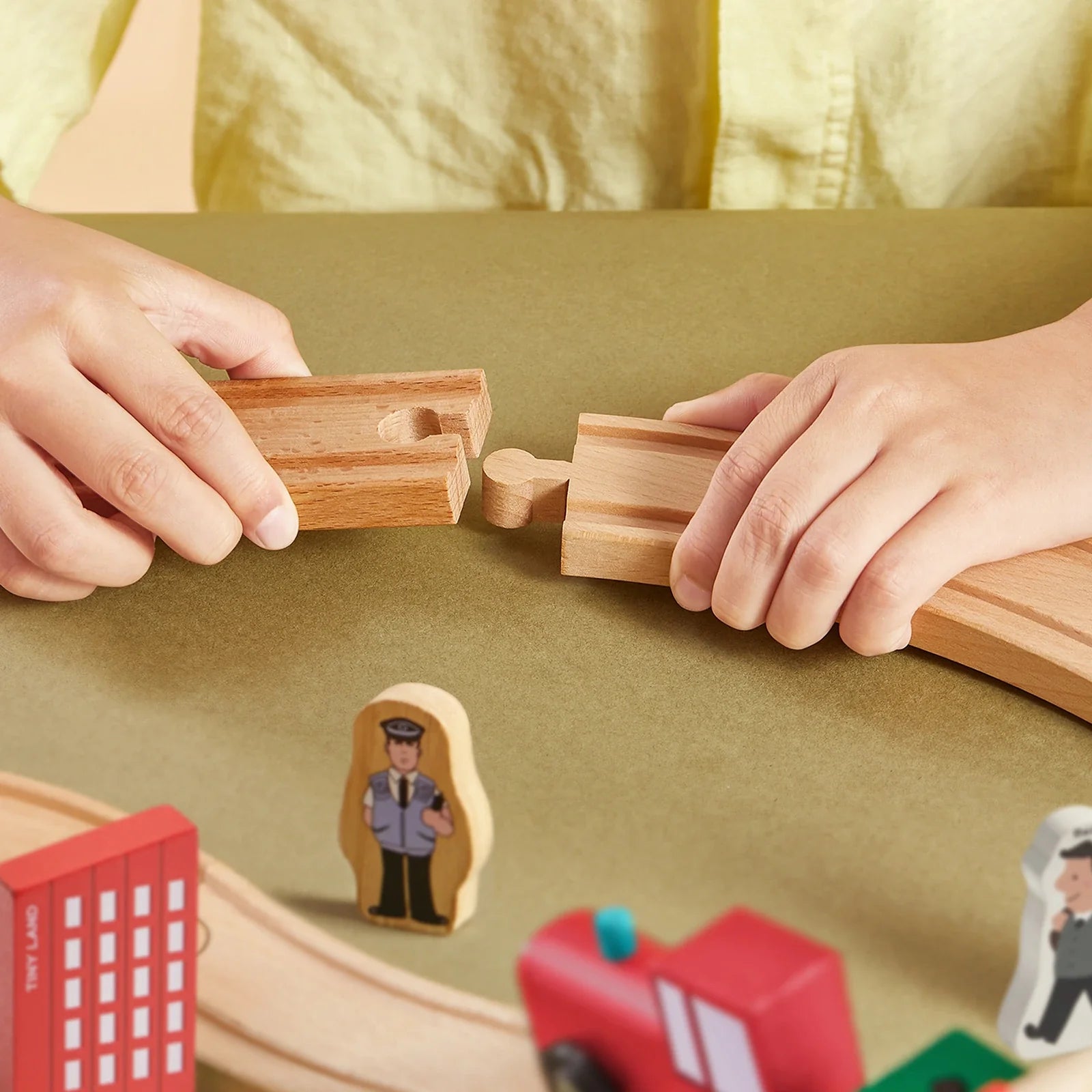 Wooden train set gift idea compatible with most major brand train tracks