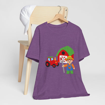 On the Farm T-Shirt – Cute Farmer, Tractor & Barn Design