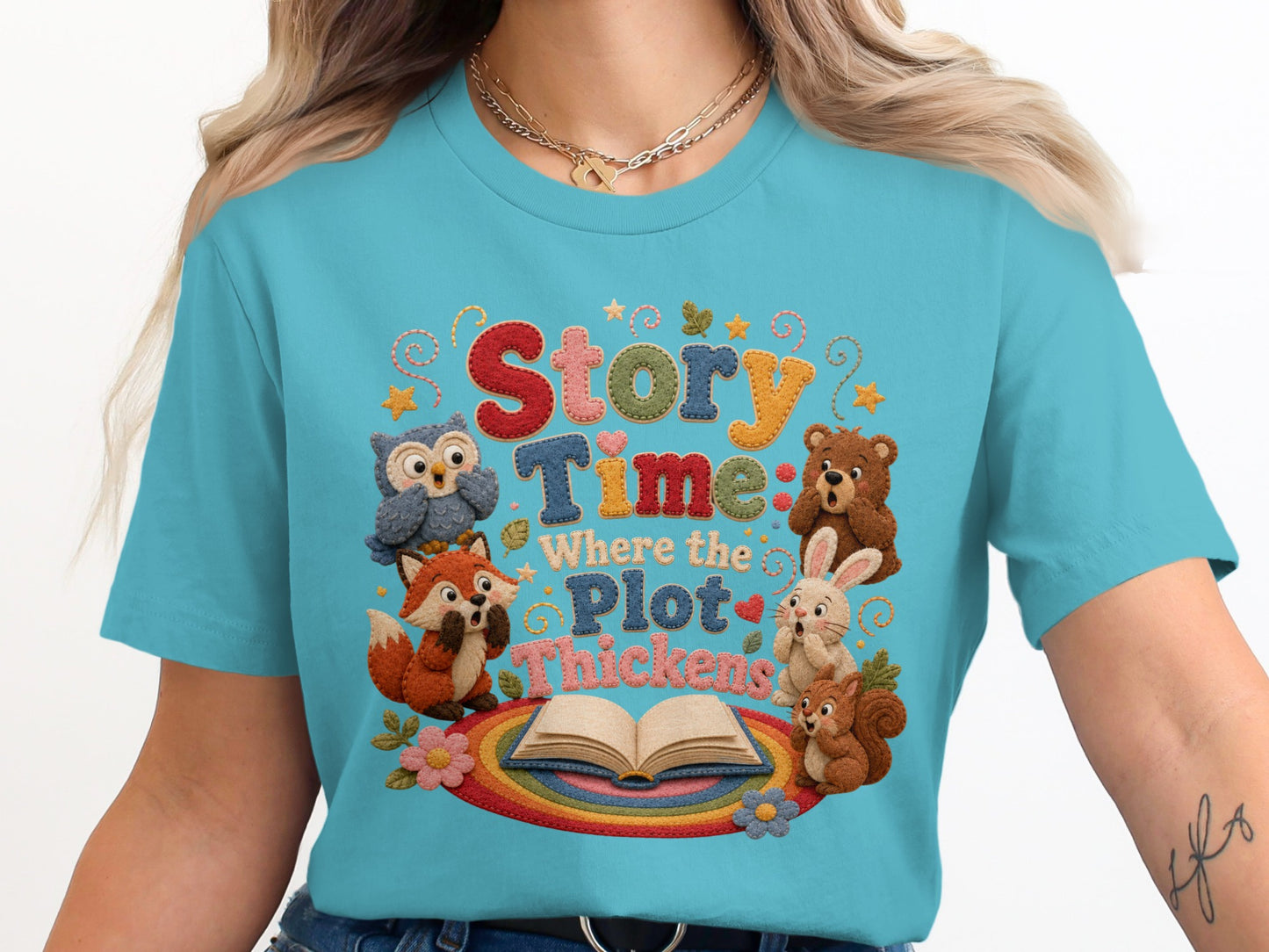 Story Time: Where the Plot Thickens, with animals and an open book.