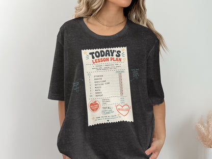 Today's Lesson Plan graphic on a dark t-shirt with teacher appreciation text.