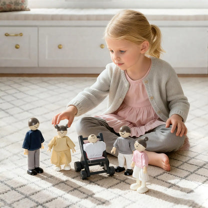 Sweet Family Gift Set: Black Dollhouse & Dollhouse Garage & Extra Dolls Set