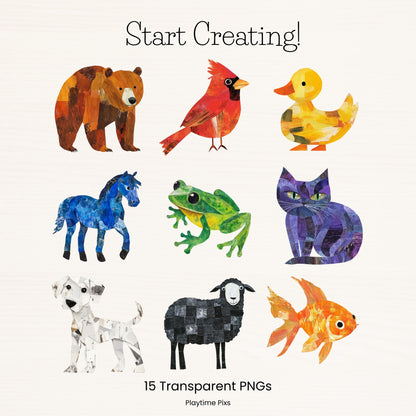 Brown Bear Clipart Bundle: Eric Carle Style Animal PNGs