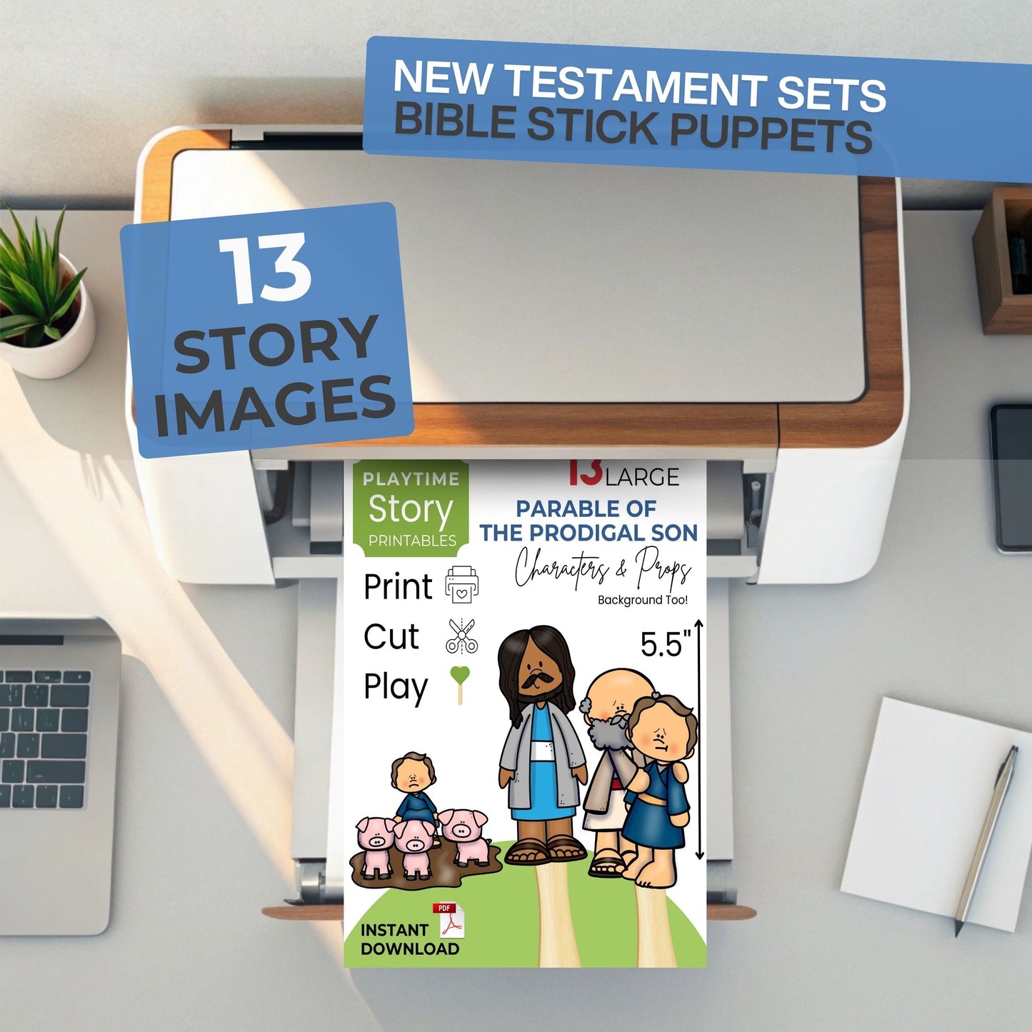 Prodigal Son Printable Bible Story Props DIY Craft Activity