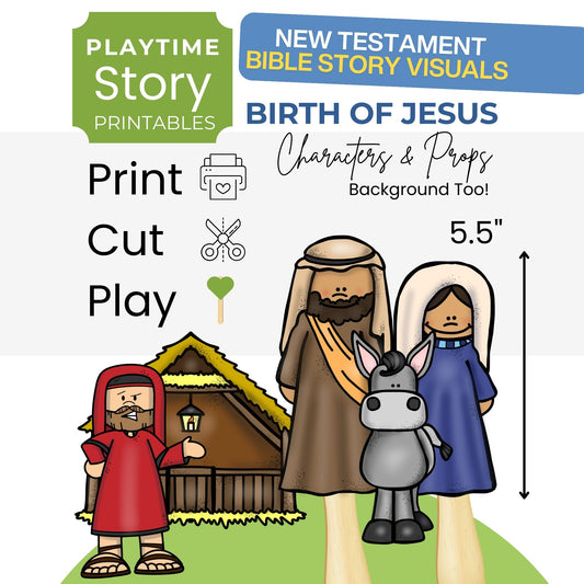 Birth of Jesus Bible Story Printables for Kids PDF
