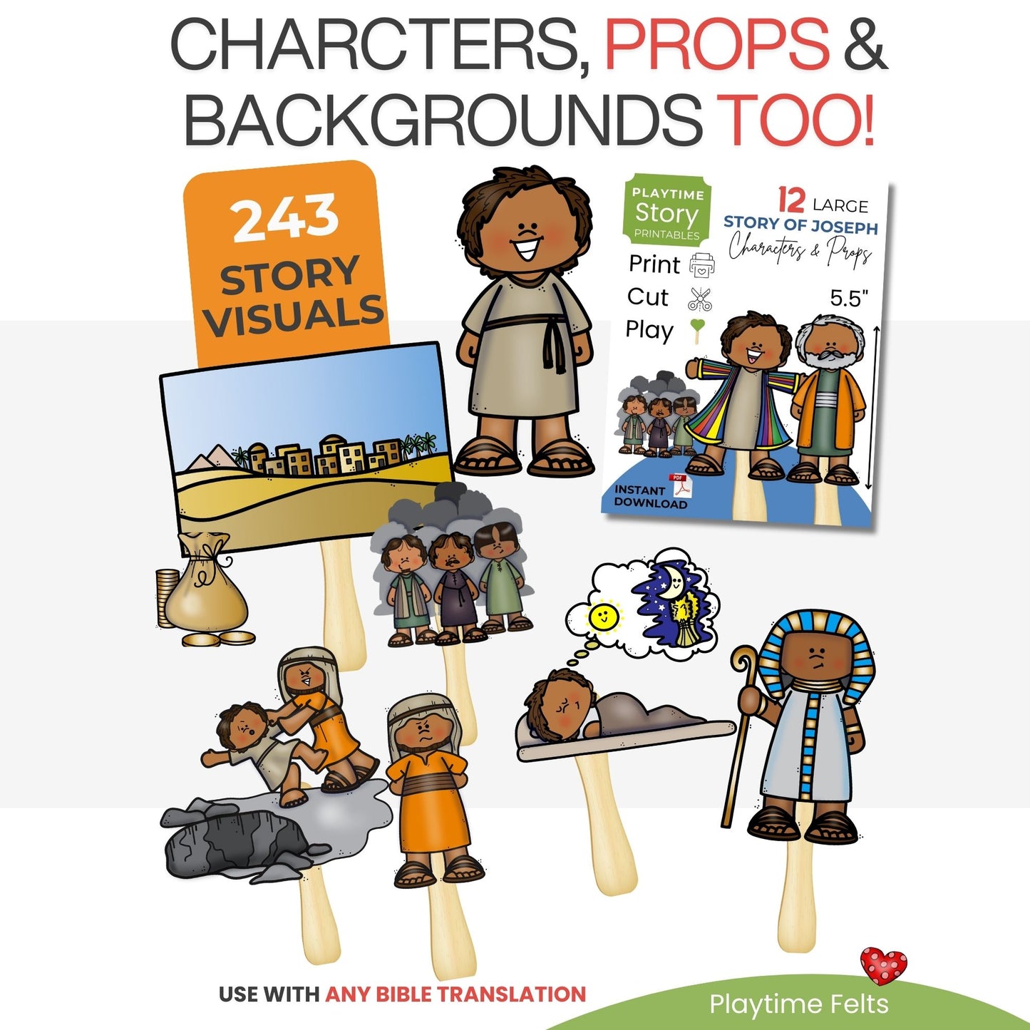 Old Testament Bible Story Props: Printable Felt Board Stories