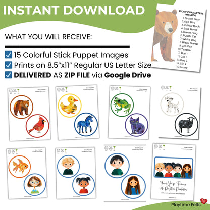 Brown Bear Stick Puppet Printables, Classroom Activity (PDF)