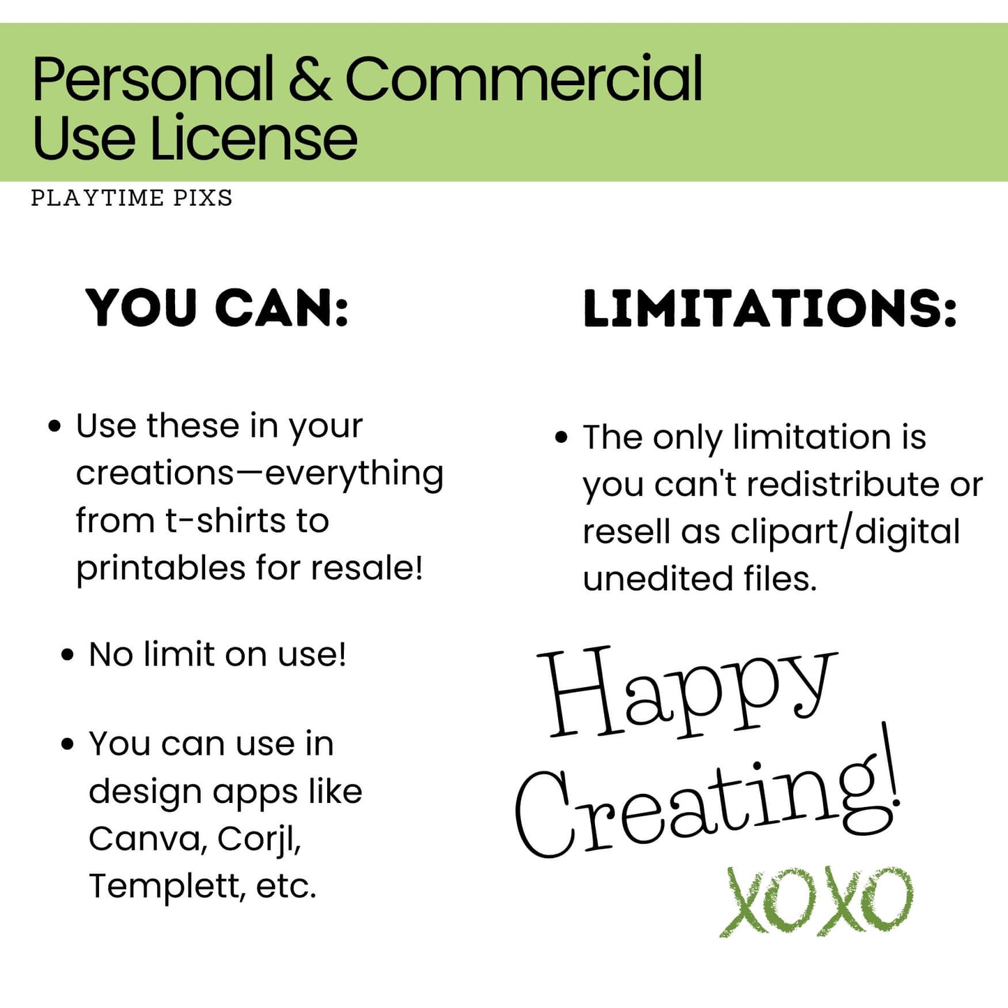 License agreement for personal and commercial use with text on a white background
