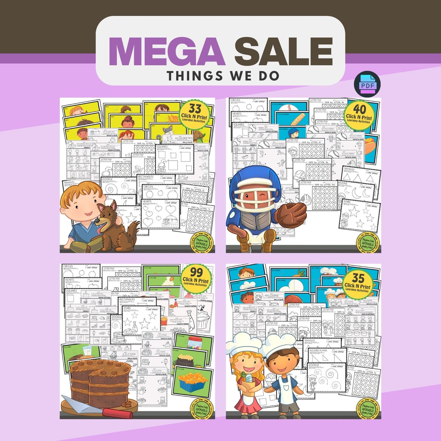 Preschool Worksheet Bundle: 1400+ Pages, Activity Printables PDF Download