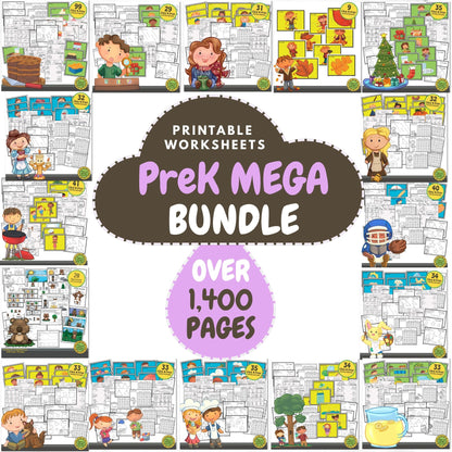 Preschool Worksheet Bundle: 1400+ Pages, Activity Printables PDF Download