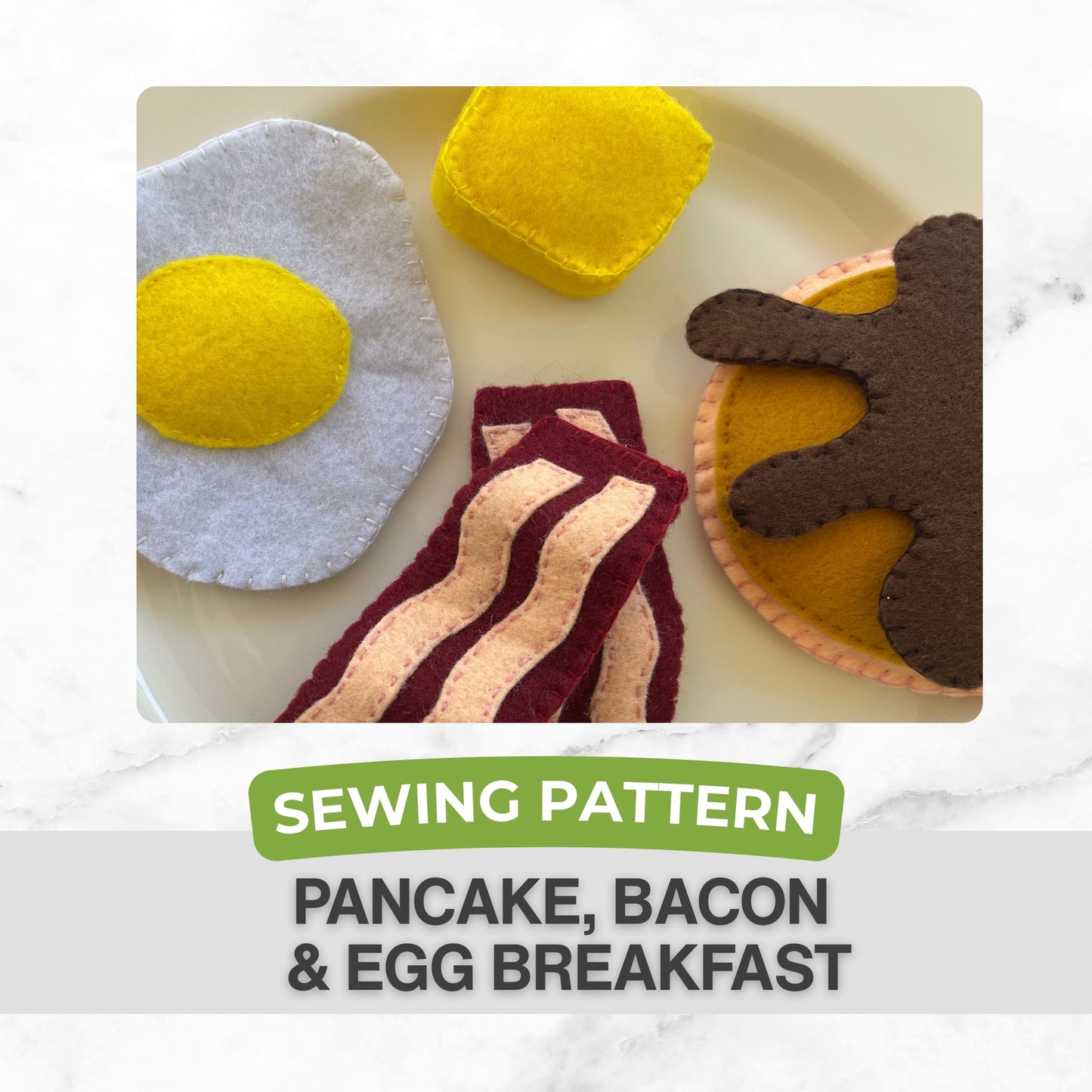 Pretend Play Felt Food Sewing Pattern: American Breakfast