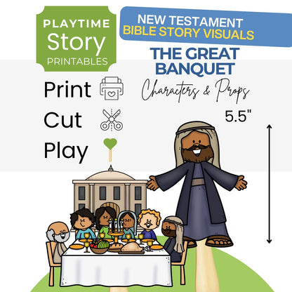 Great Banquet Parable Stick Puppets, Bible Story Craft PDF Download