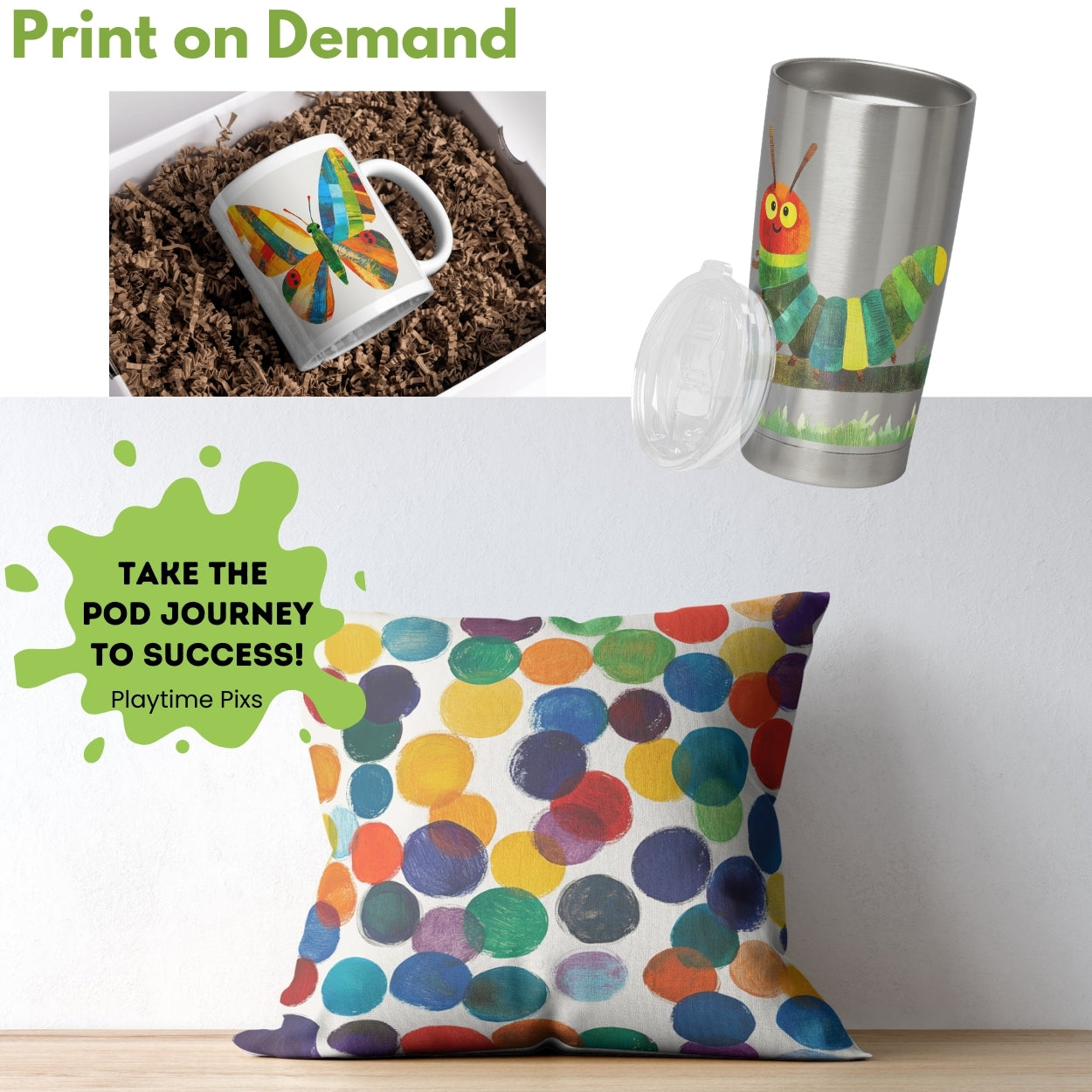 Hungry Caterpillar Clipart PNG Bundle: Eric Carle Style Images