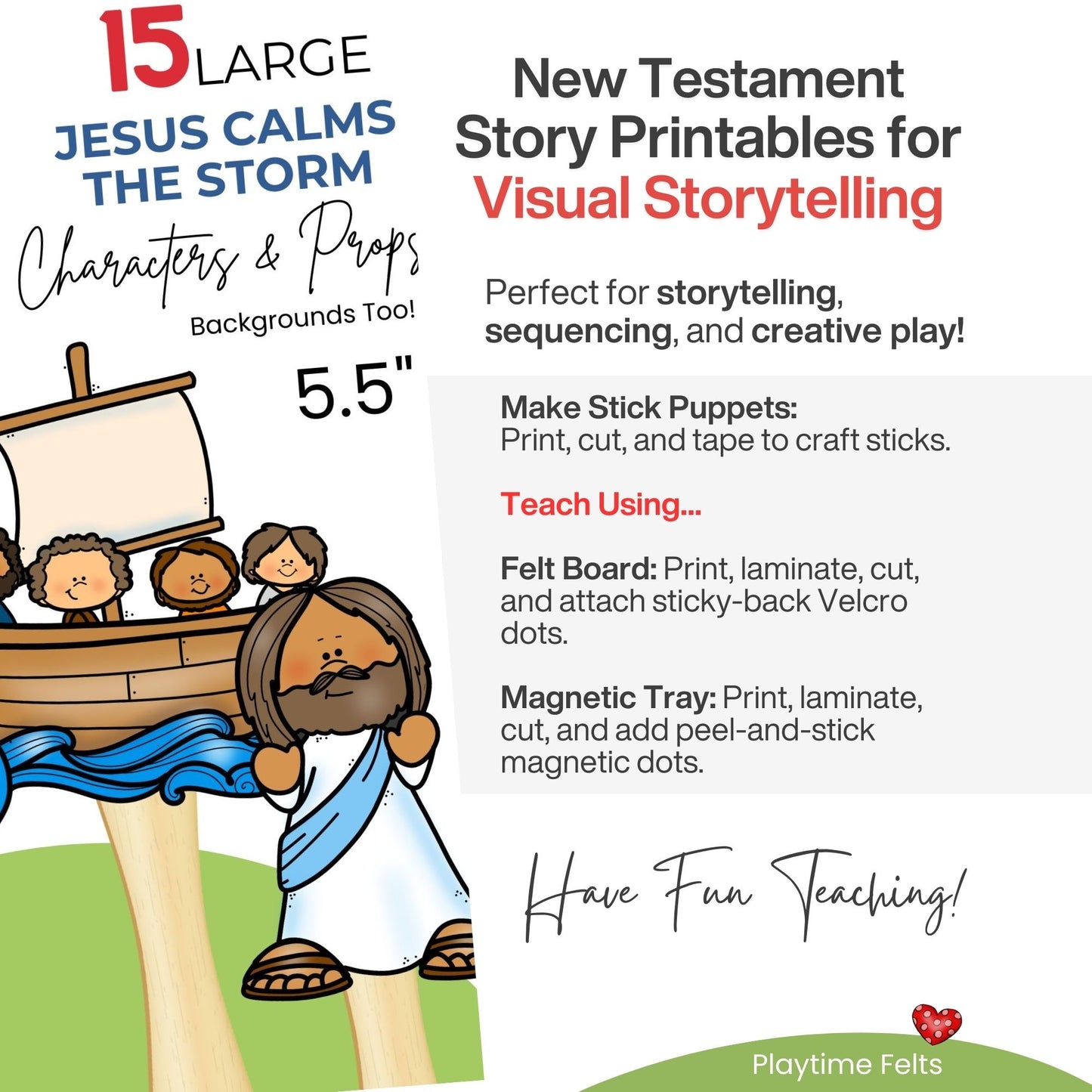 Jesus Calms the Storm Stick Puppets Craft - Bible Story PDF Download