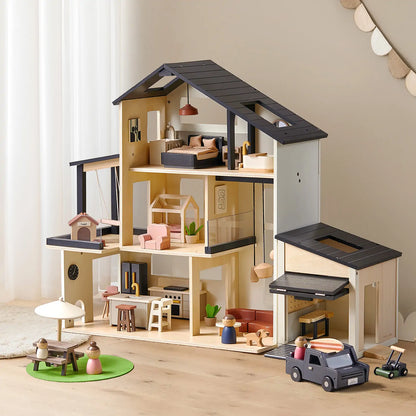 Tiny Land® Sweetwood Edge Dollhouse & Wooden Dollhouse Garage