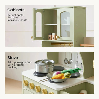 Tiny Land® Wooden Play Kitchen with Storage for Creative Toddlers
