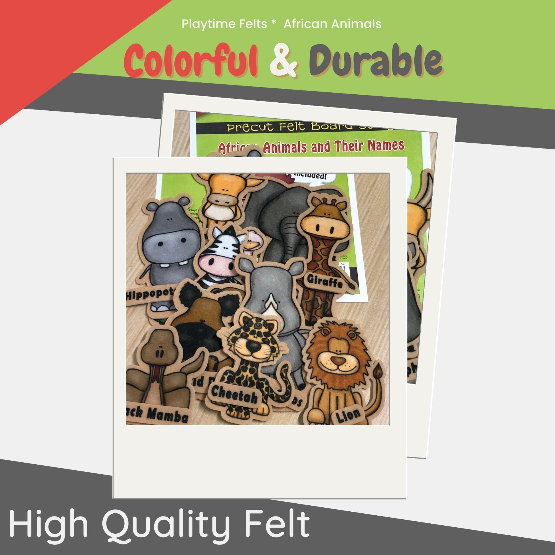 African Animals and Their Names Felt Board Story Set for Preschool - Felt Board Stories for Preschool Classroom Playtime Felts