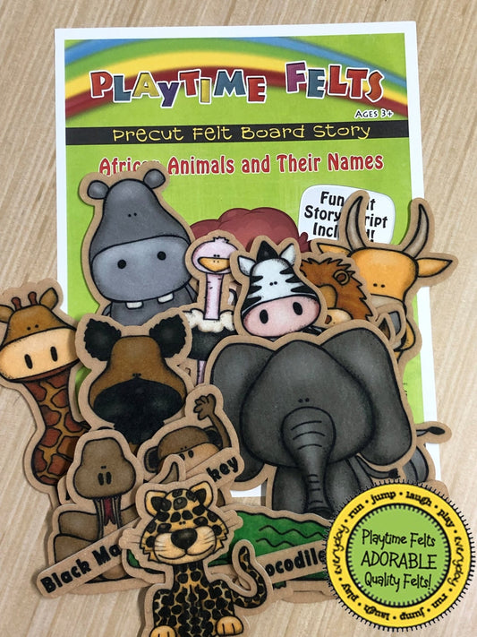 African Animals and Their Names Felt Board Story Set for Preschool - Felt Board Stories for Preschool Classroom Playtime Felts