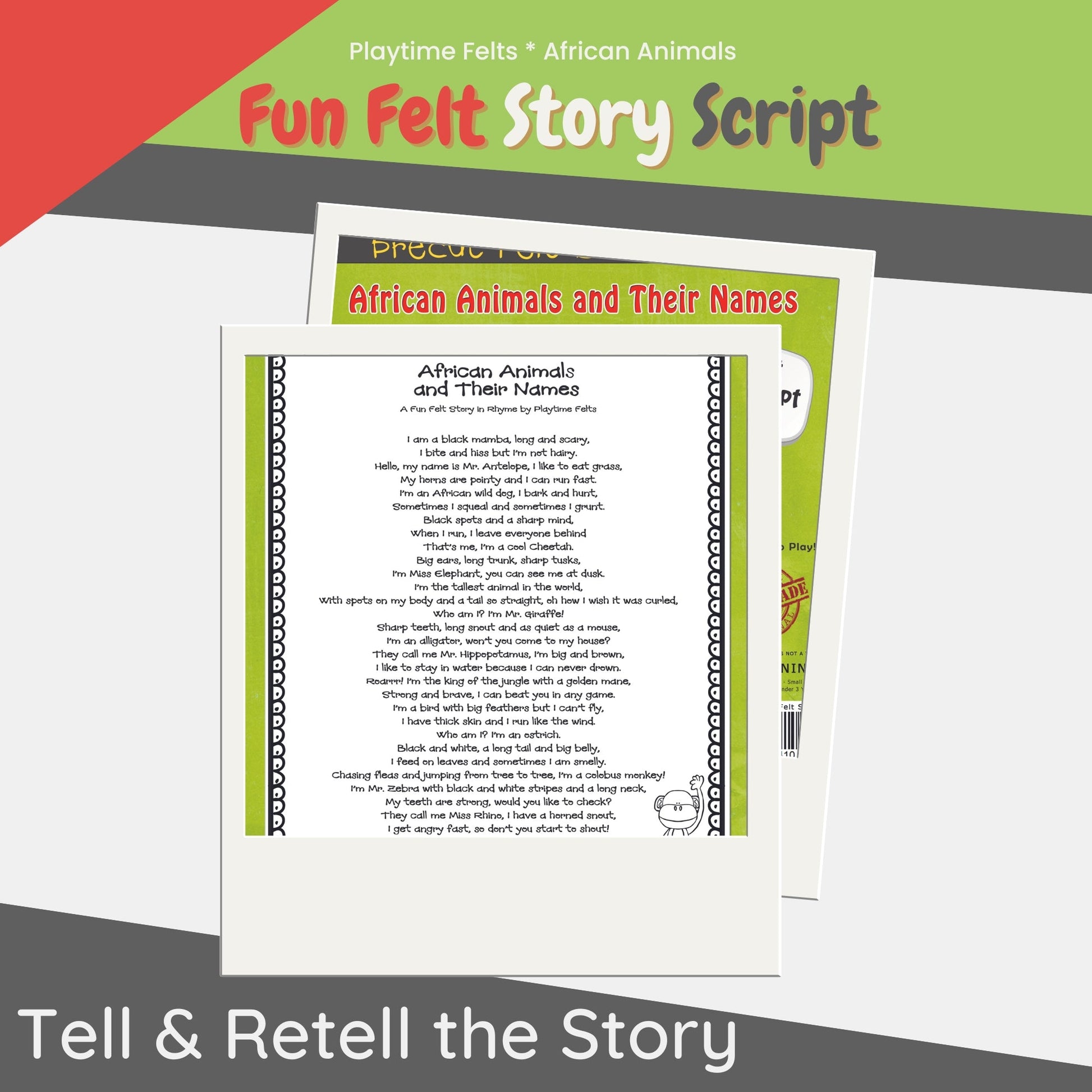 African Animals and Their Names Felt Board Story Set for Preschool - Felt Board Stories for Preschool Classroom Playtime Felts