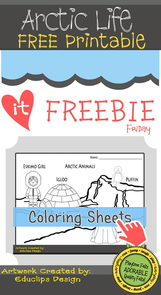 FREE Arctic Life Coloring Sheets - Preschool Activity Sheets Playtime Felts