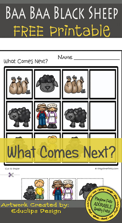 FREE Baa Baa Black Sheep Preschool Learning Printable - Preschool Activity Sheets Playtime Felts