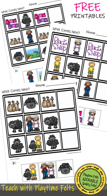 FREE Baa Baa Black Sheep Preschool Learning Printable - Preschool Activity Sheets Playtime Felts