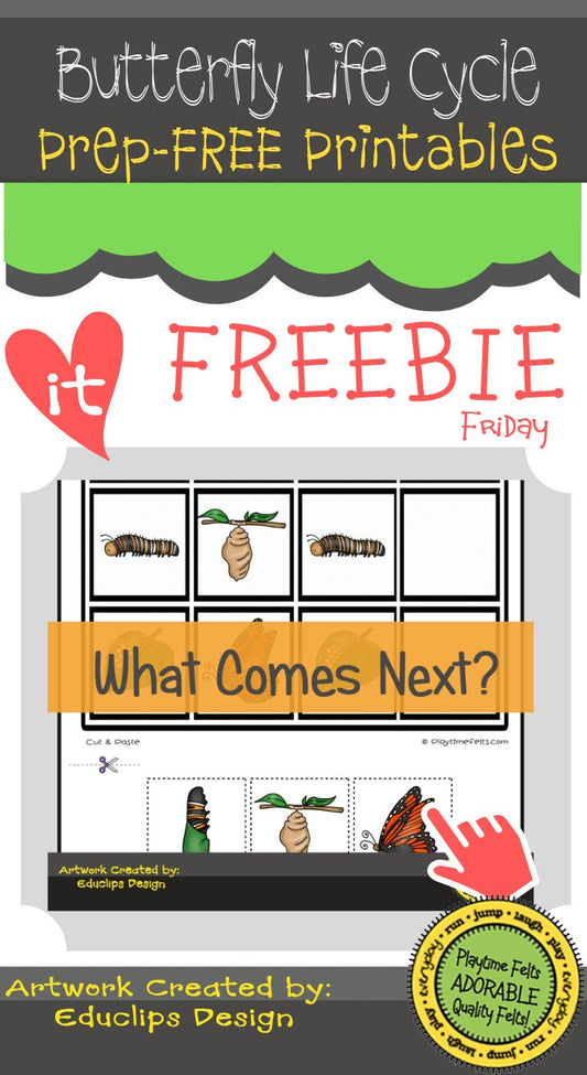FREE Butterfly What Comes Next PreK Printables - Preschool Activity Sheets Playtime Felts