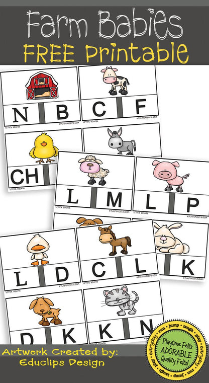 FREE Farm Animals Beginning Letter Sounds Printables - Preschool Activity Sheets Playtime Felts
