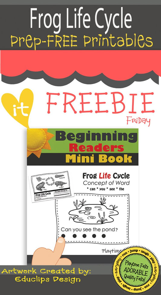 FREE Frog Life Cycle Beginning Readers Mini Book - Preschool Activity Sheets Playtime Felts