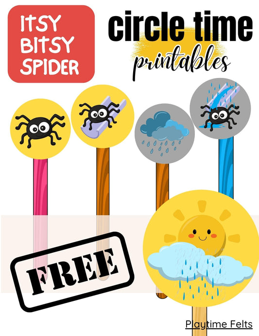 FREE Itsy Bitsy Spider Circle Time Story Props - Preschool Activity Sheets Playtime Felts