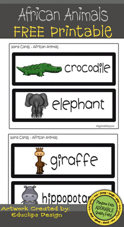 FREE Pocket Chart Word Cards for Preschool African Animals – Playtime Felts