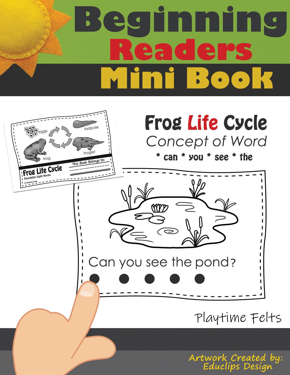 Frog Life Pocket Chart Activity with Beginning Reader 📥 INSTANT Download - Preschool Activity Sheets Playtime Felts