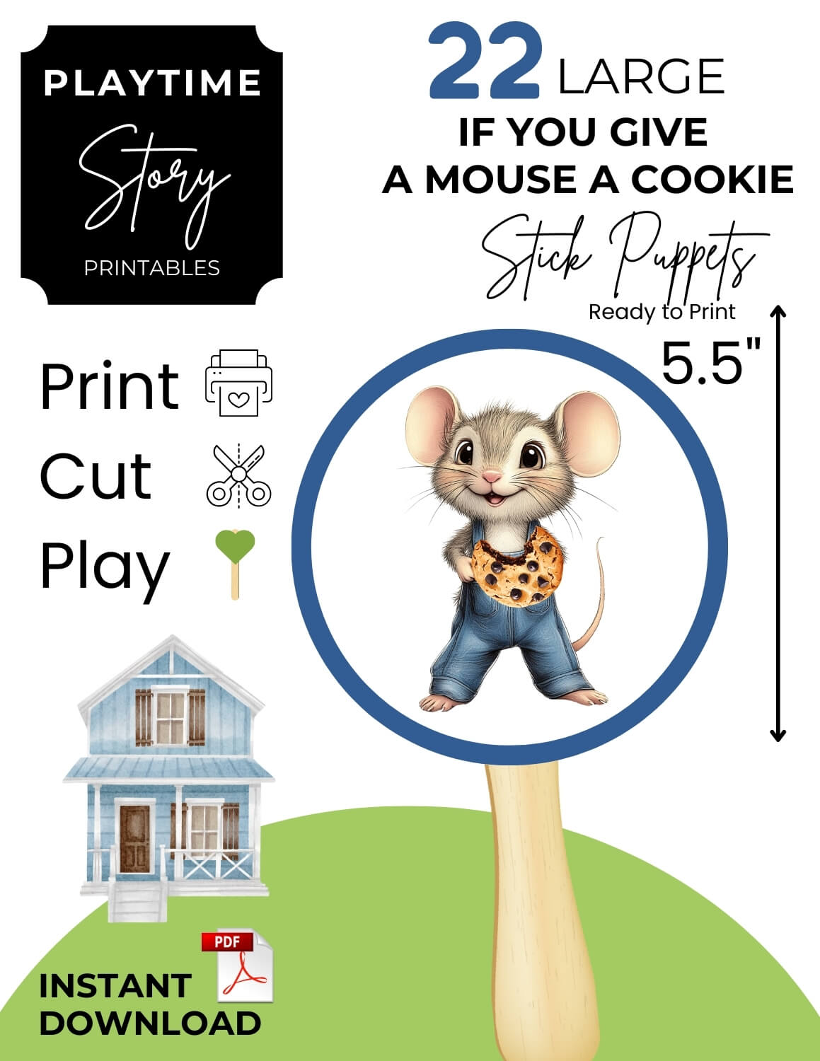 If You Give a Mouse a Cookie | Short Stories for Retelling - Stick Puppets Playtime Felts