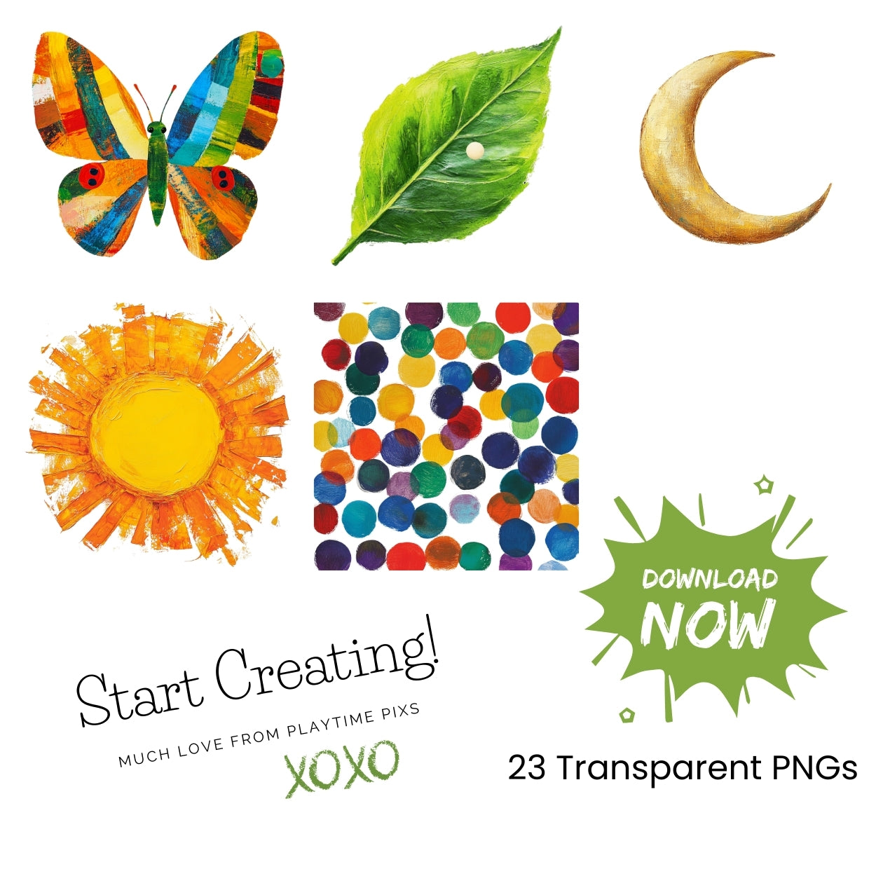 Hungry Caterpillar Clipart PNG Bundle: Eric Carle Style Images