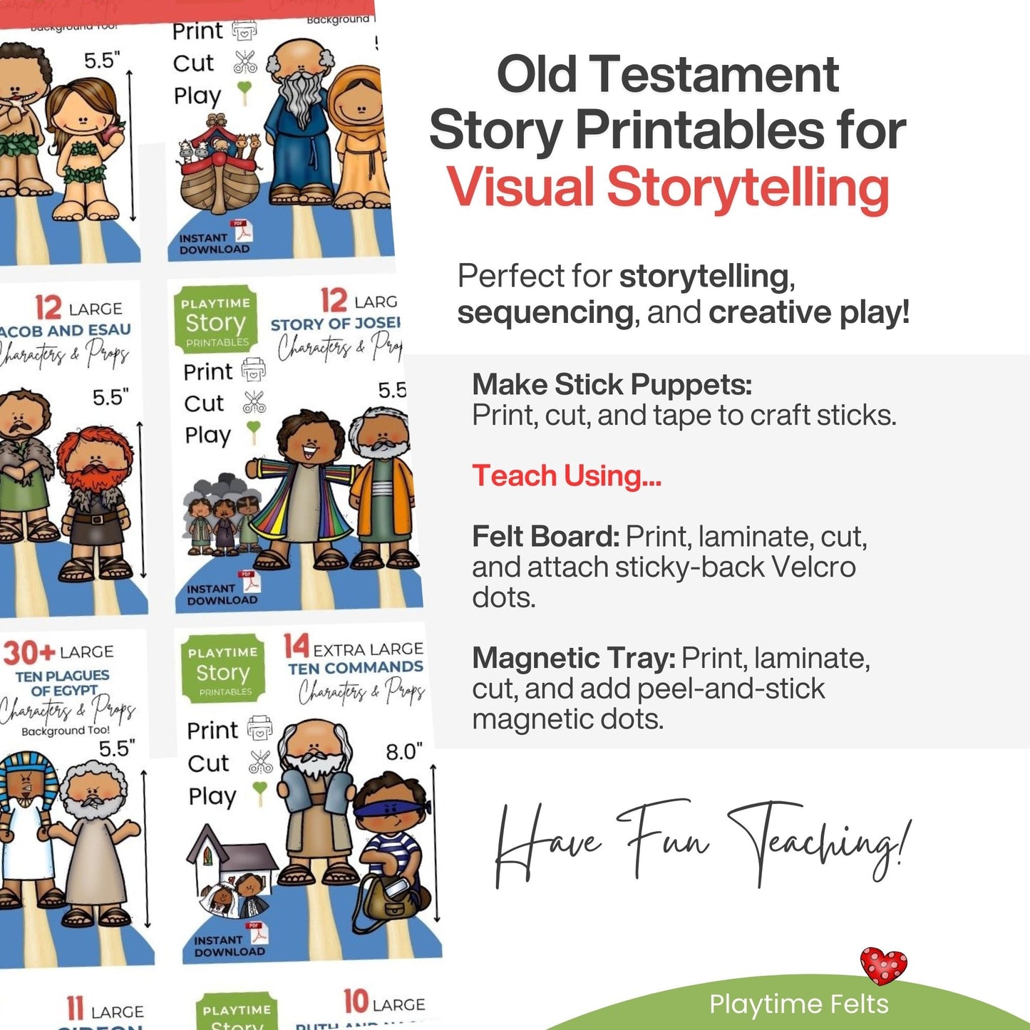 Old Testament Bible Story Props: Printable Felt Board Stories