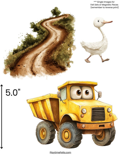 Little Blue Truck | Stick Puppets, DIY Felt Images, or Magnetic Story Props - Story Printables Playtime Felts
