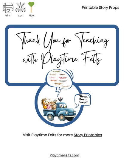 Little Blue Truck | Stick Puppets, DIY Felt Images, or Magnetic Story Props - Story Printables Playtime Felts