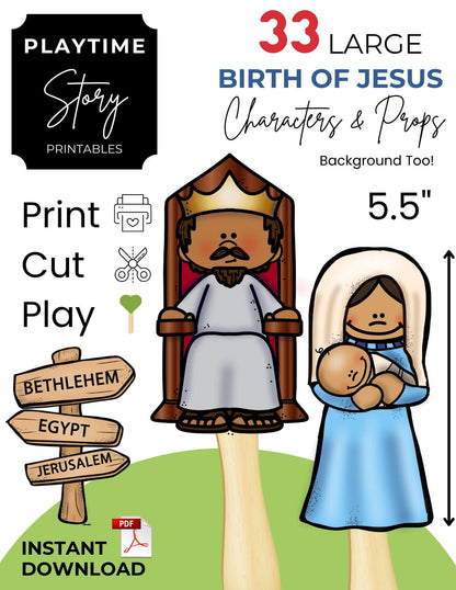Nativity of Jesus Story Telling Set | Bible Story Printables - Story Printables Playtime Felts