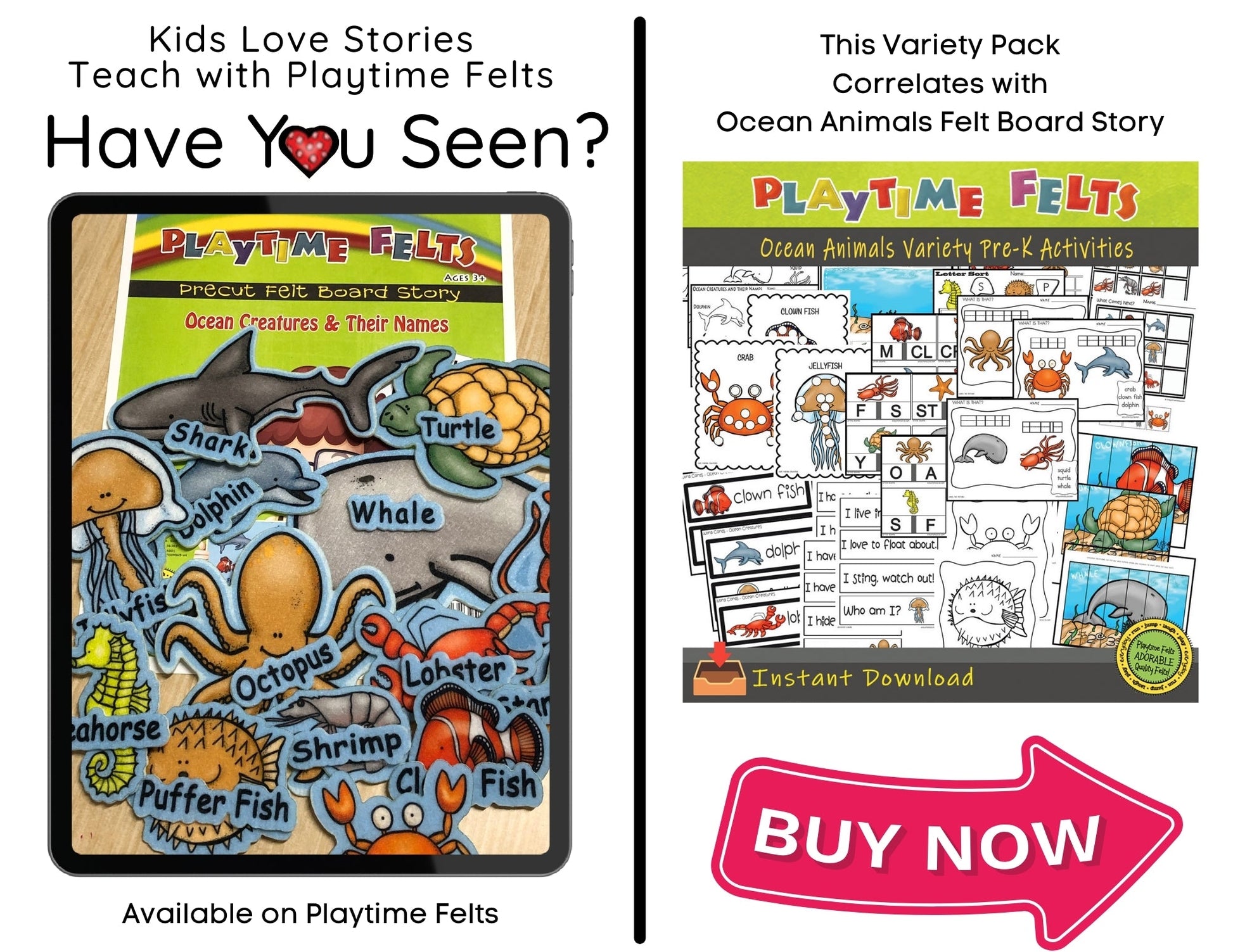 Ocean Animals Color, Trace, Cut & Paste Variety Pack INSTANT 📥 Download - Preschool Activity Sheets Playtime Felts