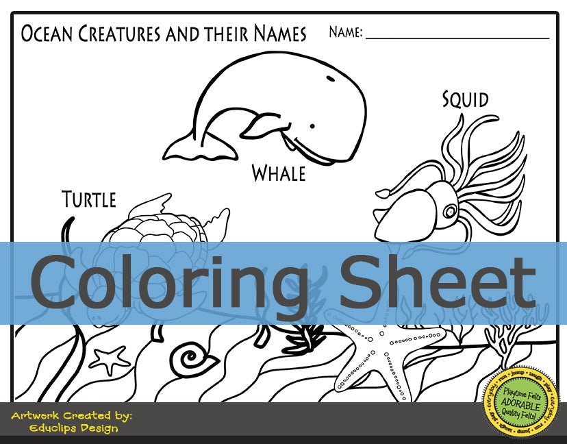 Ocean Animals Color, Trace, Cut & Paste Variety Pack INSTANT 📥 Download - Preschool Activity Sheets Playtime Felts