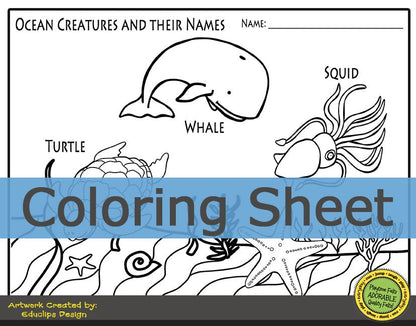 Ocean Animals Color, Trace, Cut & Paste Variety Pack INSTANT 📥 Download - Preschool Activity Sheets Playtime Felts