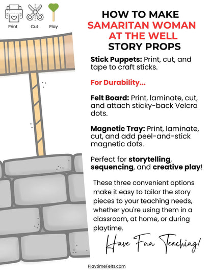 Samaritan Woman at the Well Bible Story Printables PDF - Story Printables Playtime Felts