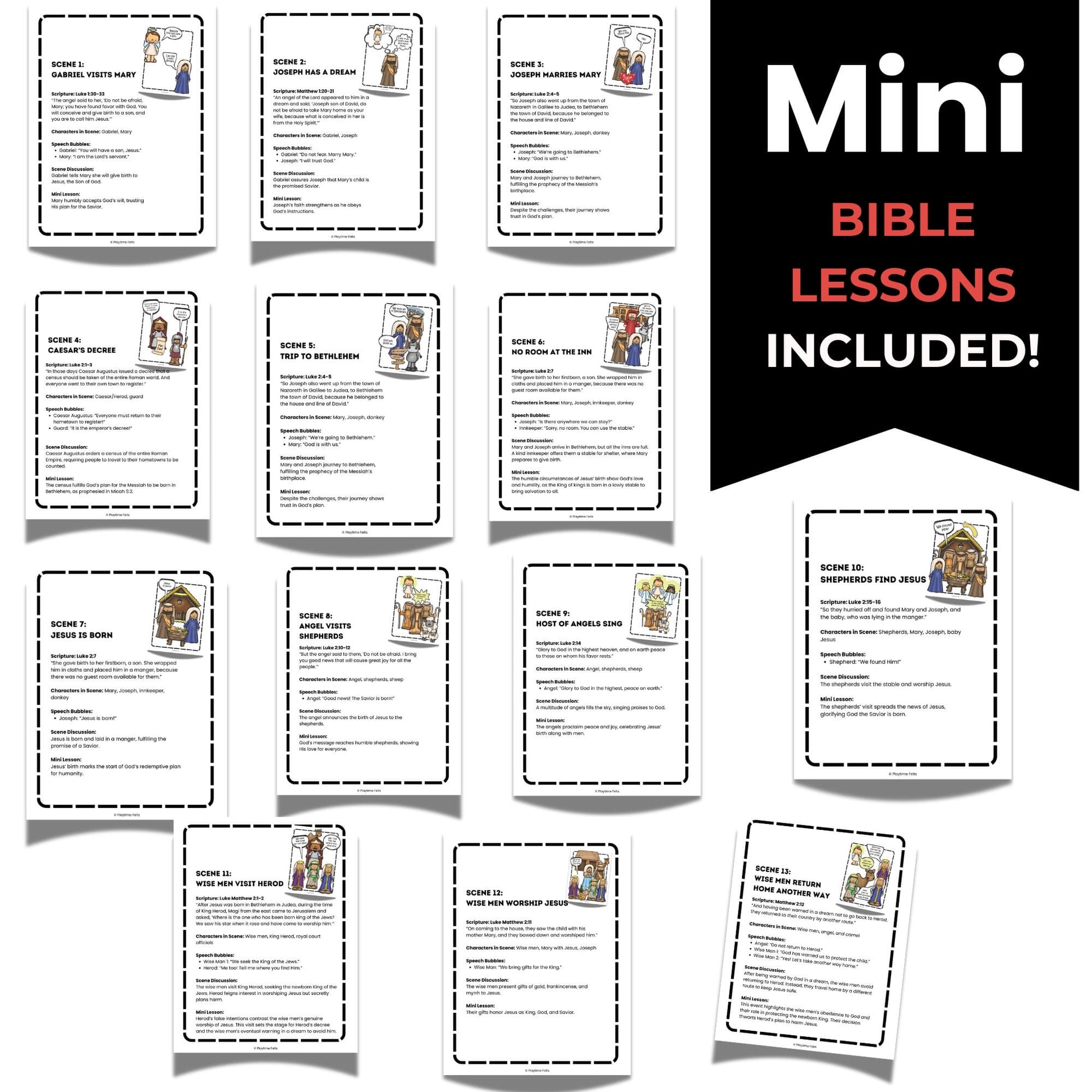 Story Cards: Birth of Jesus – Short Bible Stories for Kids (PDF) - Story Cards Playtime Felts
