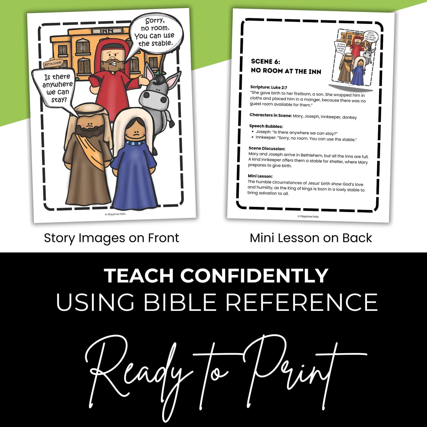 Story Cards: Birth of Jesus – Short Bible Stories for Kids (PDF) - Story Cards Playtime Felts