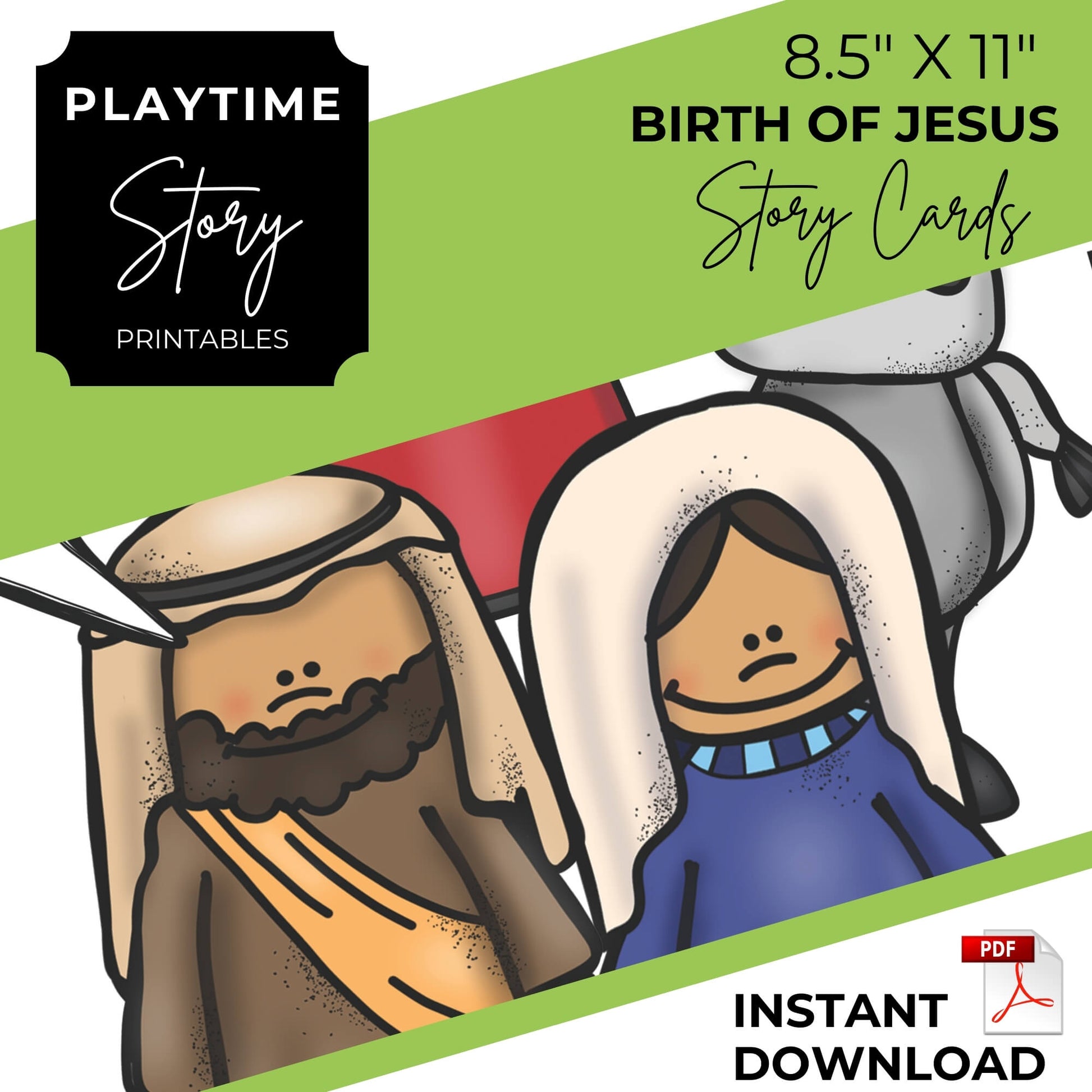 Story Cards: Birth of Jesus – Short Bible Stories for Kids (PDF) - Story Cards Playtime Felts