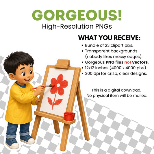 Kids Clipart Bundle: Classroom Learning Actions PNG Commercial Rights (Digital Download)