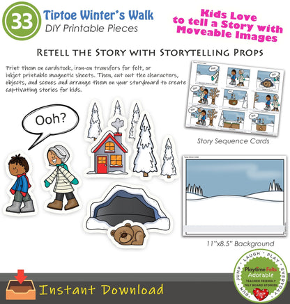 Winter Hibernation Story Cards, Storytelling Props & Pocket Chart Activities BUNDLE PACK❣️ - Preschool Activity Sheets Playtime Felts