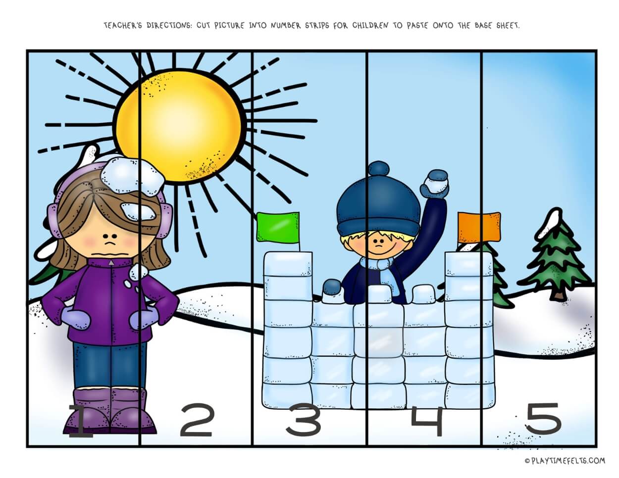 Winter Time Worksheets for Preschool Includes Tracing, Colorsheets, Cut & Paste - Preschool Activity Sheets Playtime Felts