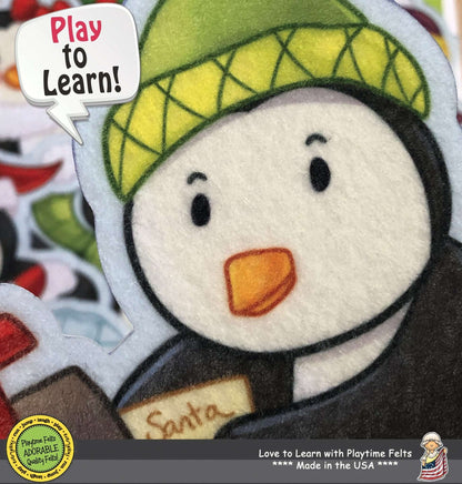 Penguin felt board story set with movable felt pieces for creative play