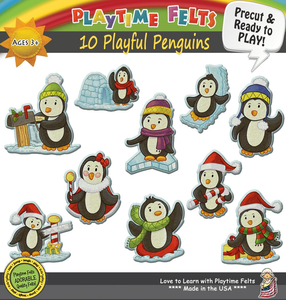 10 Playful Penguins Felt Board Story for Preschoolers - Felt Board Stories for Preschool Classroom Playtime Felts