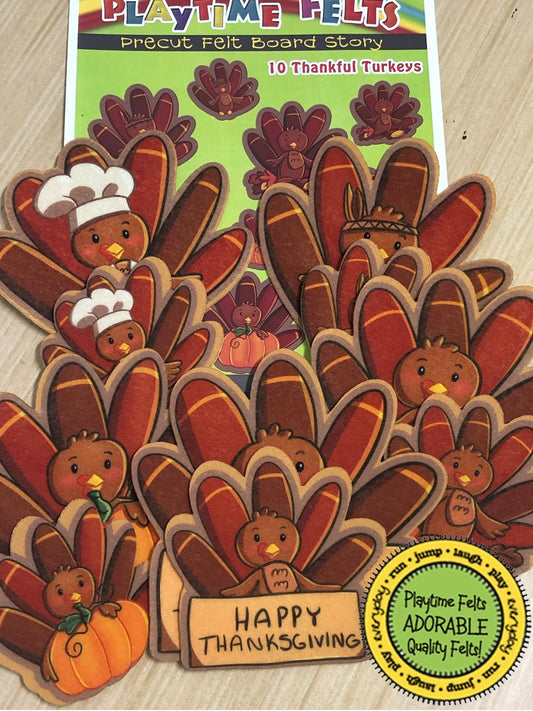 10 Thankful Turkeys Felt Board Story for Preschoolers - Felt Board Stories for Preschool Classroom Playtime Felts